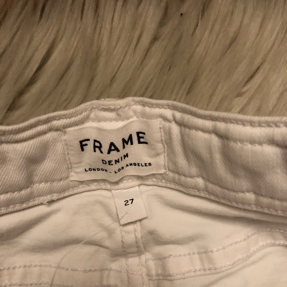 FRAME Baggy Palazzo Wide Leg High Rise Braided Waistline White Denim Jeans 27 - Picture 3 of 12